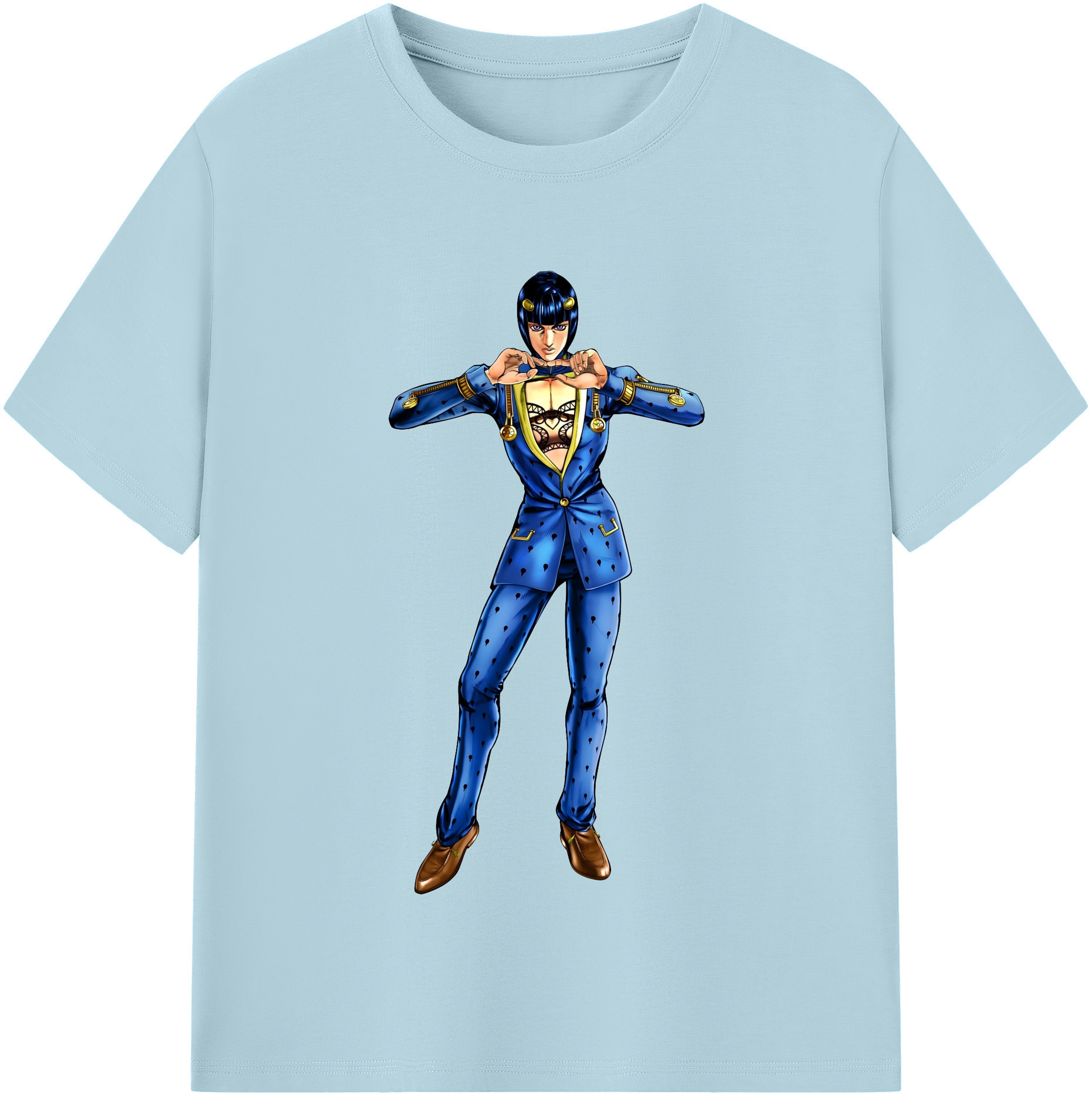（画像用） ジョジョの奇妙な冒険 ブローノ?ブチャラティ JoJo's Bizarre Adventure Bruno Bucciarati 綿100％半袖Tシャツ（フロントプリント）